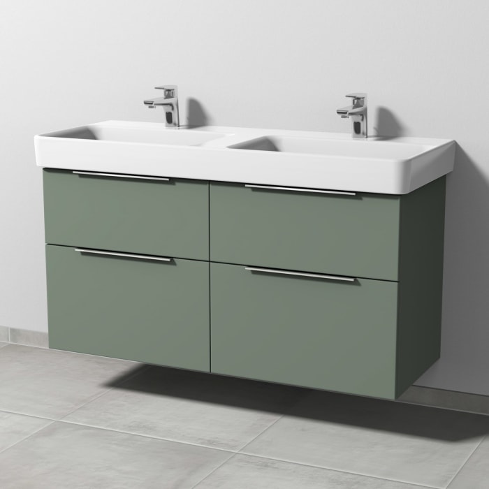 Sanipa 3way Waschtischunterbau für Keramik-Doppelwaschtisch Pro S 120 cm, 4 Auszüge mit Aufsatzgriff