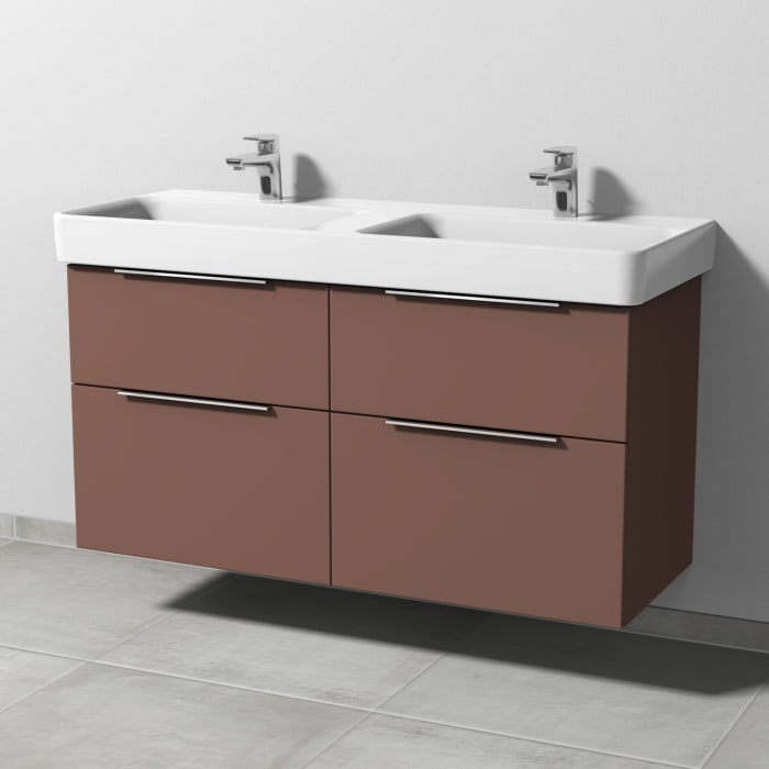 Sanipa 3way Waschtischunterbau für Keramik-Doppelwaschtisch Pro S 120 cm, 4 Auszüge mit Aufsatzgriff