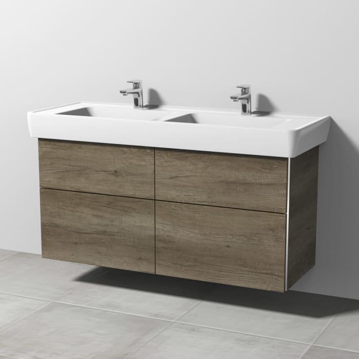 Sanipa 3way Waschtischunterbau für Keramik-Doppelwaschtisch Pro A 130 cm, 4 Auszüge mit Griffleisten