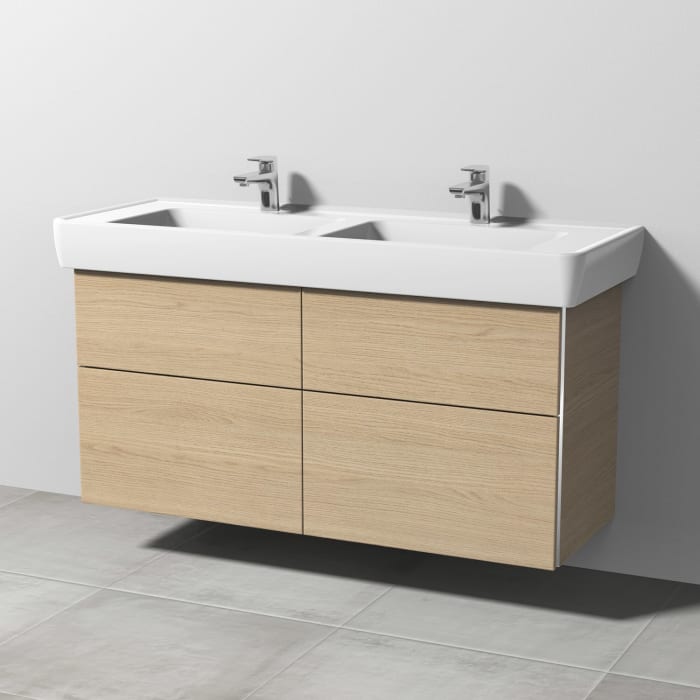 Sanipa 3way Waschtischunterbau für Keramik-Doppelwaschtisch Pro A 130 cm, 4 Auszüge mit Griffleisten