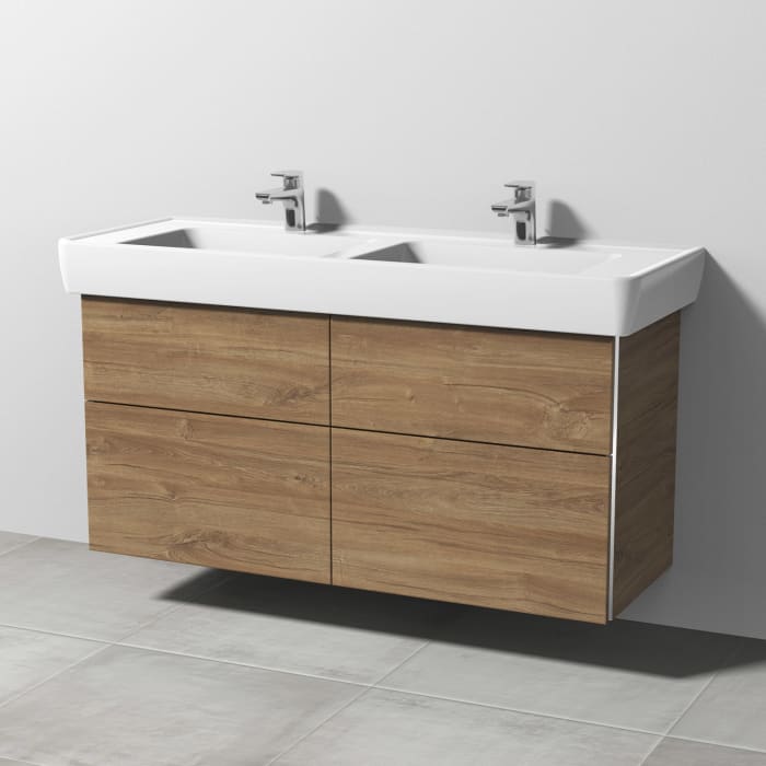 Sanipa 3way Waschtischunterbau für Keramik-Doppelwaschtisch Pro A 130 cm, 4 Auszüge mit Griffleisten