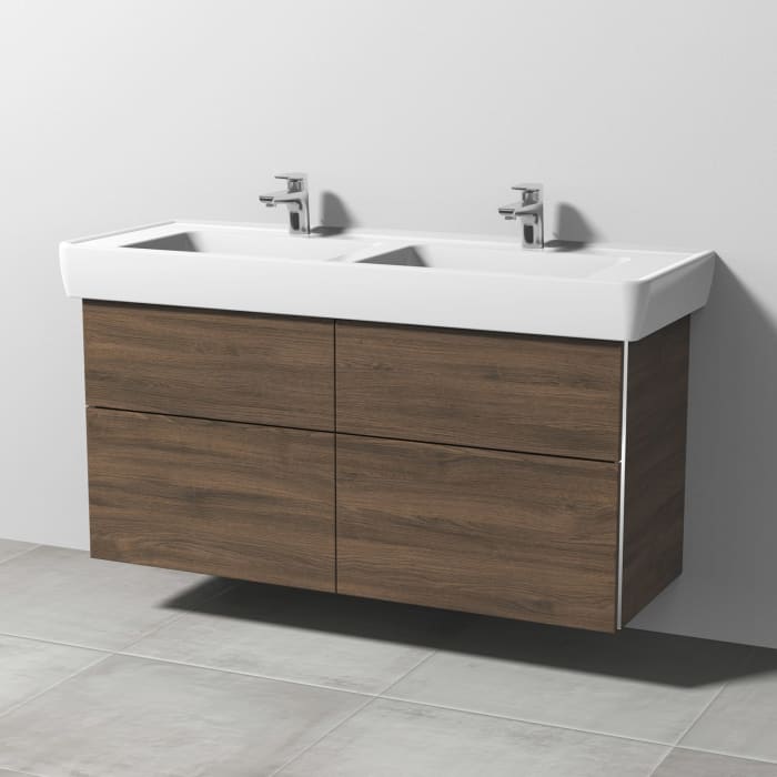 Sanipa 3way Waschtischunterbau für Keramik-Doppelwaschtisch Pro A 130 cm, 4 Auszüge mit Griffleisten