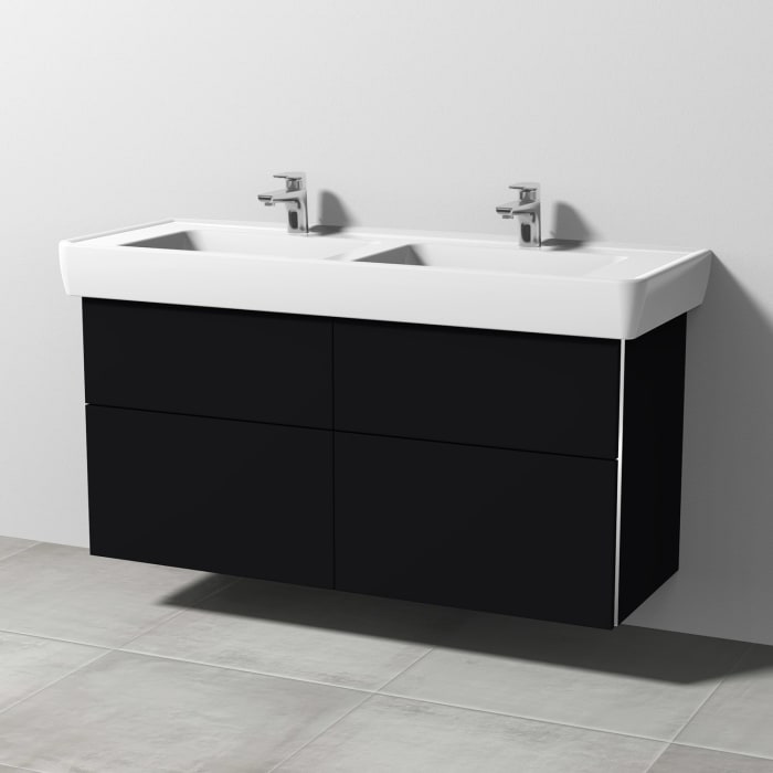 Sanipa 3way Waschtischunterbau für Keramik-Doppelwaschtisch Pro A 130 cm, 4 Auszüge mit Griffleisten