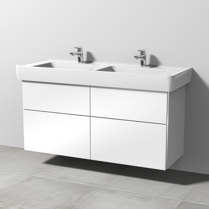 Sanipa 3way Waschtischunterbau für Keramik-Doppelwaschtisch Pro A 130 cm, 4 Auszüge mit Griffleisten