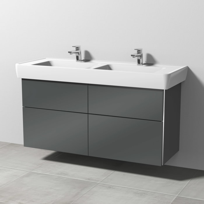 Sanipa 3way Waschtischunterbau für Keramik-Doppelwaschtisch Pro A 130 cm, 4 Auszüge mit Griffleisten