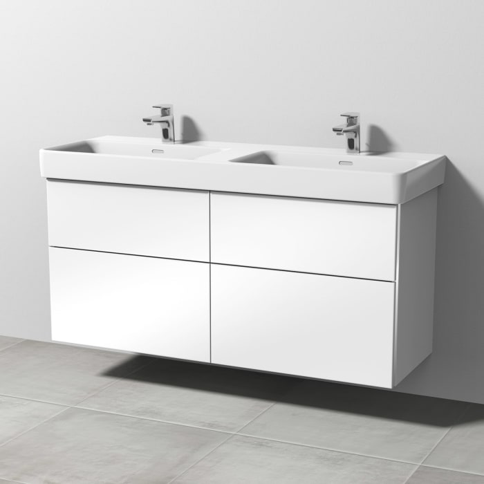 Sanipa 3way Waschtischunterbau für Keramik-Doppelwaschtisch Pro S 130 cm, 4 Auszüge mit Griffleisten