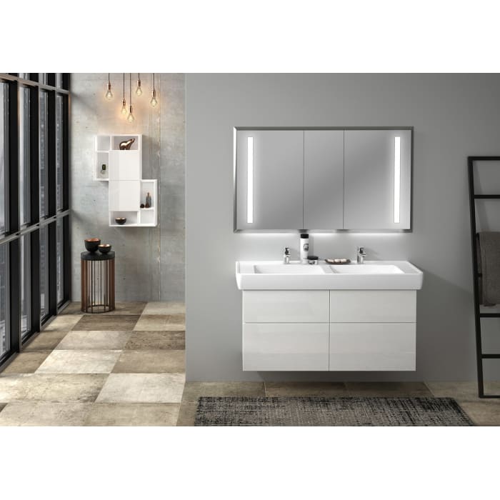 Sanipa 3way Waschtischunterbau für Keramik-Doppelwaschtisch Pro A 130 cm, 4 Auszüge mit Griffleisten