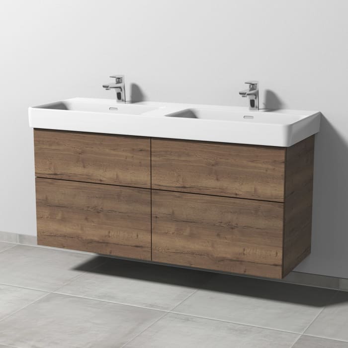 Sanipa 3way Waschtischunterbau für Keramik-Doppelwaschtisch Pro S 130 cm, 4 Auszüge mit Push to open