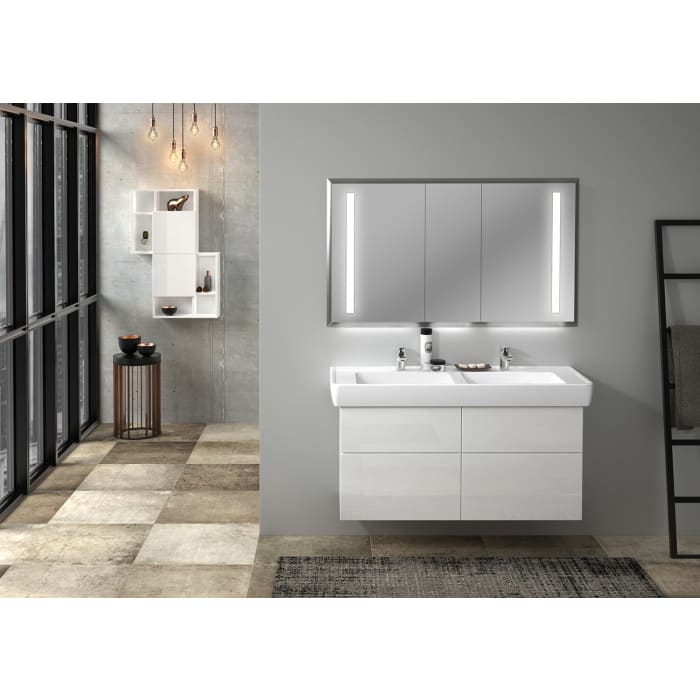 Sanipa 3way Waschtischunterbau für Keramik-Doppelwaschtisch Pro A 130 cm, 4 Auszüge mit Griffleisten