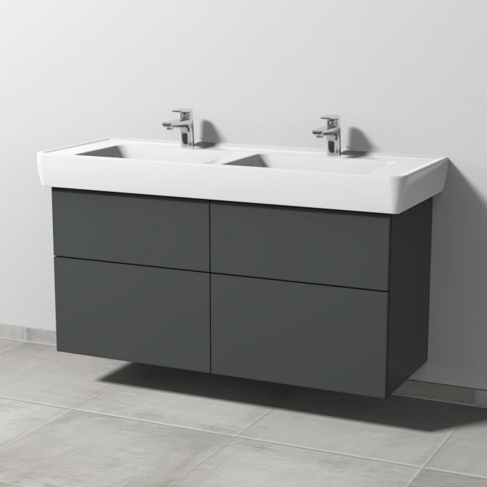 Sanipa 3way Waschtischunterbau für Keramik-Doppelwaschtisch Pro A 130 cm, 4 Auszüge mit Push to open