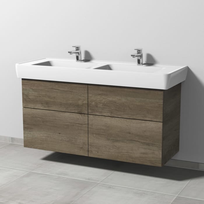 Sanipa 3way Waschtischunterbau für Keramik-Doppelwaschtisch Pro A 130 cm, 4 Auszüge mit Push to open