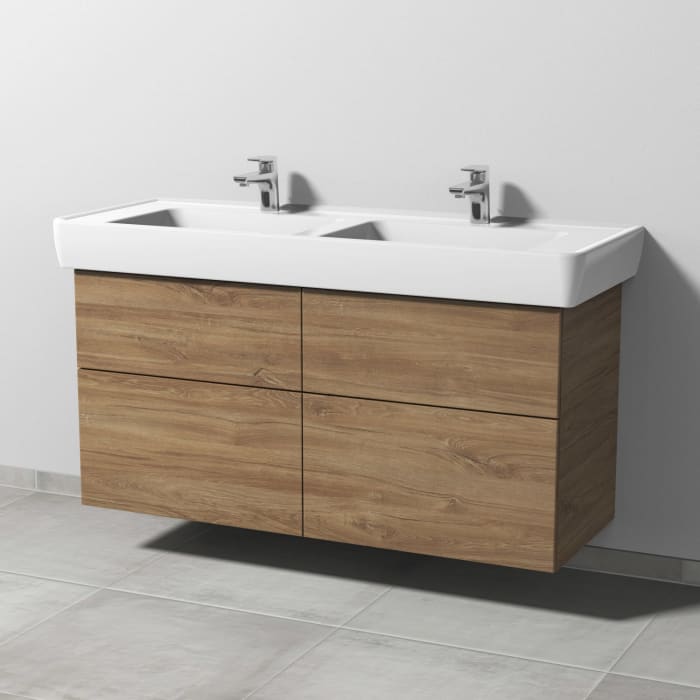 Sanipa 3way Waschtischunterbau für Keramik-Doppelwaschtisch Pro A 130 cm, 4 Auszüge mit Push to open