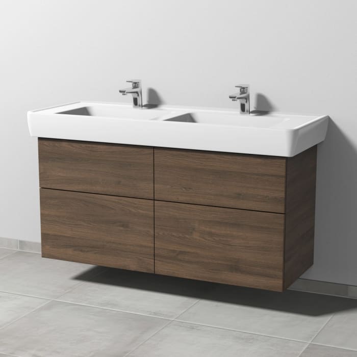 Sanipa 3way Waschtischunterbau für Keramik-Doppelwaschtisch Pro A 130 cm, 4 Auszüge mit Push to open