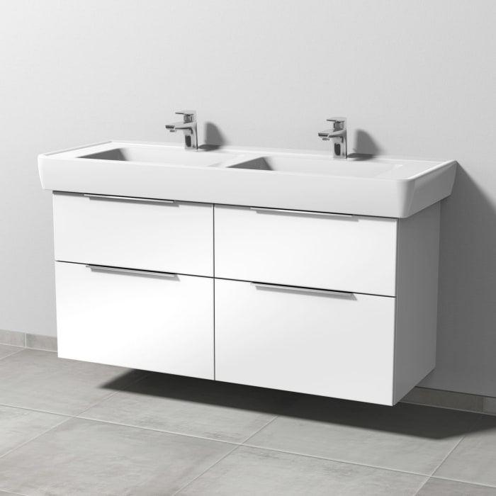 Sanipa 3way Waschtischunterbau für Keramik-Doppelwaschtisch Pro A 130 cm, 4 Auszüge mit Aufsatzgriff