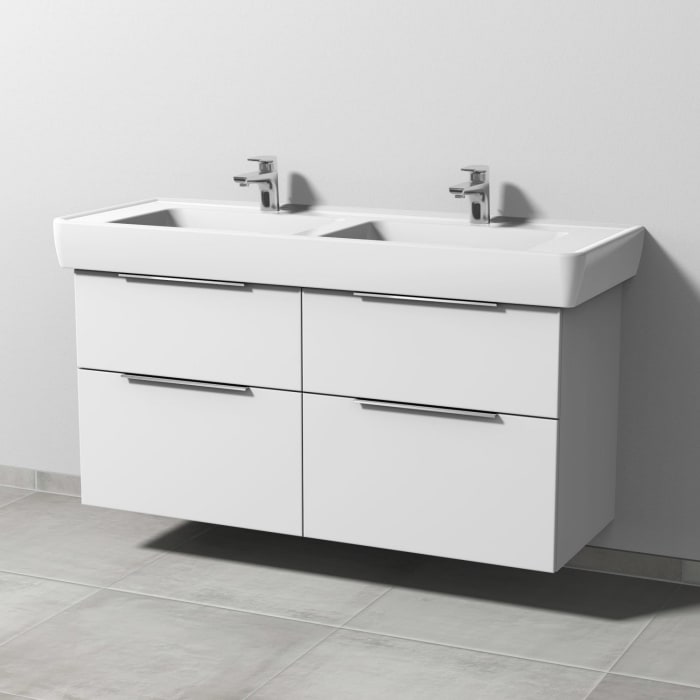 Sanipa 3way Waschtischunterbau für Keramik-Doppelwaschtisch Pro A 130 cm, 4 Auszüge mit Aufsatzgriff
