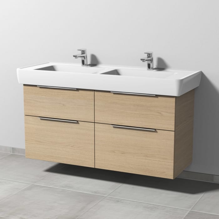 Sanipa 3way Waschtischunterbau für Keramik-Doppelwaschtisch Pro A 130 cm, 4 Auszüge mit Aufsatzgriff