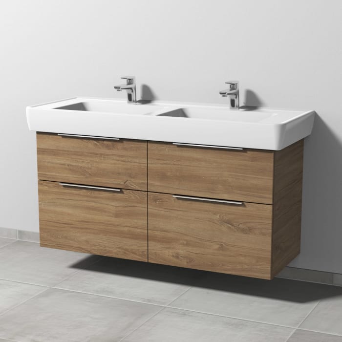 Sanipa 3way Waschtischunterbau für Keramik-Doppelwaschtisch Pro A 130 cm, 4 Auszüge mit Aufsatzgriff