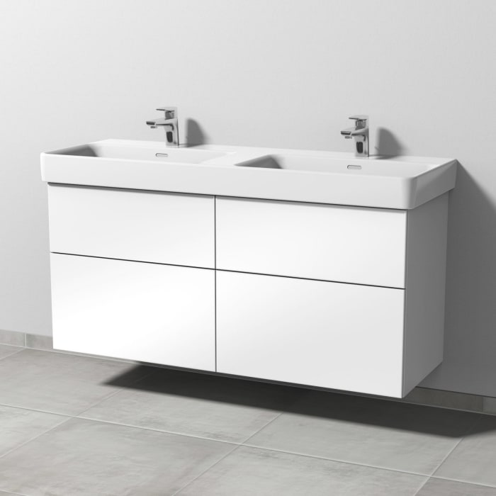 Sanipa 3way Waschtischunterbau für Keramik-Doppelwaschtisch Pro S 130 cm, 4 Auszüge mit Push to open