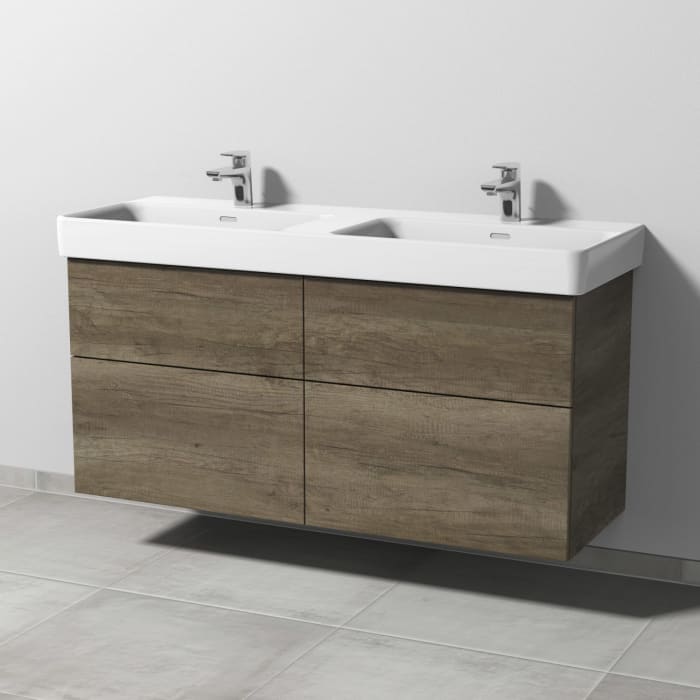 Sanipa 3way Waschtischunterbau für Keramik-Doppelwaschtisch Pro S 130 cm, 4 Auszüge mit Push to open