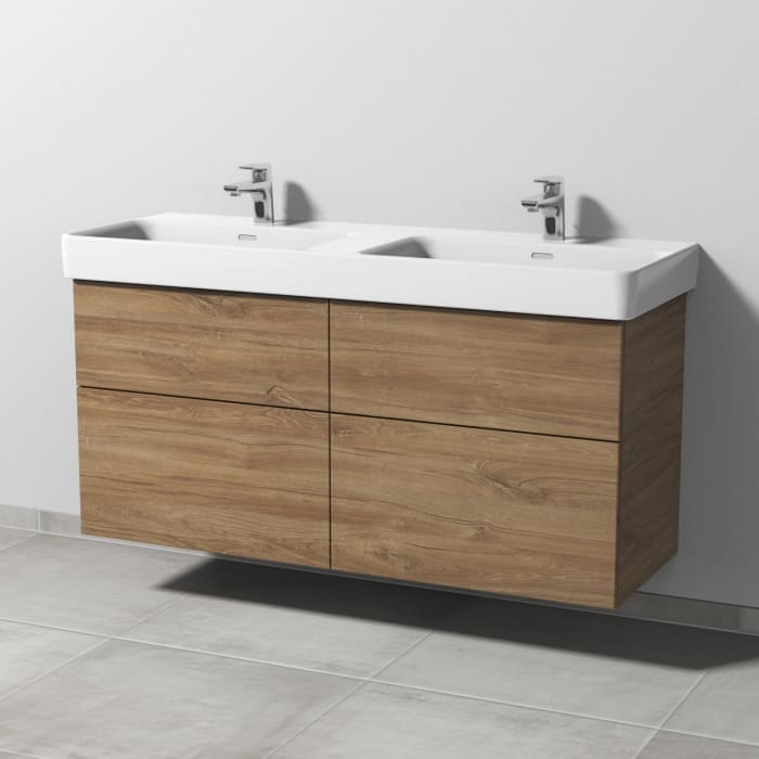 Sanipa 3way Waschtischunterbau für Keramik-Doppelwaschtisch Pro S 130 cm, 4 Auszüge mit Push to open
