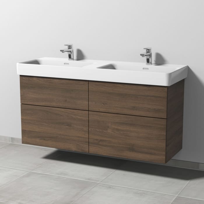 Sanipa 3way Waschtischunterbau für Keramik-Doppelwaschtisch Pro S 130 cm, 4 Auszüge mit Push to open