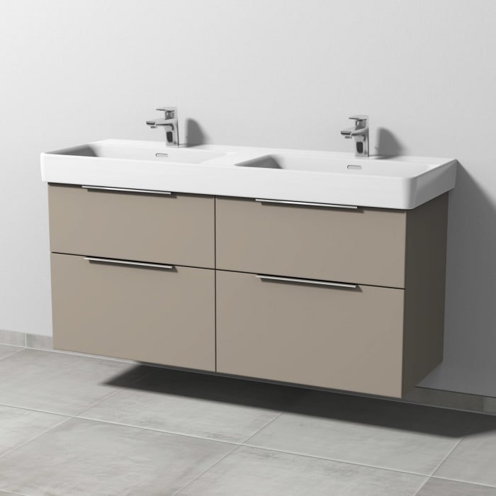 Sanipa 3way Waschtischunterbau für Keramik-Doppelwaschtisch Pro S 130 cm, 4 Auszüge mit Aufsatzgriff