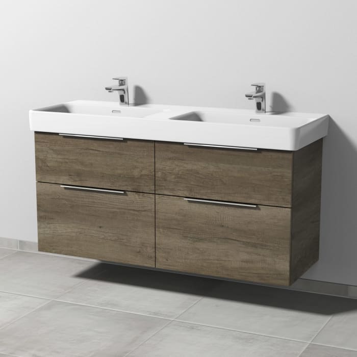 Sanipa 3way Waschtischunterbau für Keramik-Doppelwaschtisch Pro S 130 cm, 4 Auszüge mit Aufsatzgriff