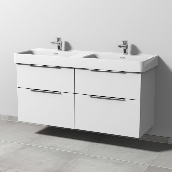 Sanipa 3way Waschtischunterbau für Keramik-Doppelwaschtisch Pro S 130 cm, 4 Auszüge mit Aufsatzgriff