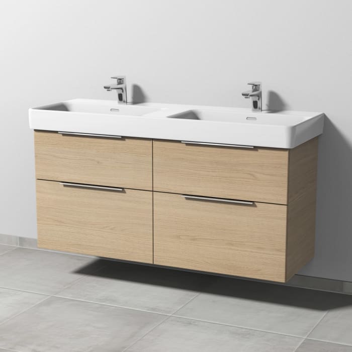 Sanipa 3way Waschtischunterbau für Keramik-Doppelwaschtisch Pro S 130 cm, 4 Auszüge mit Aufsatzgriff