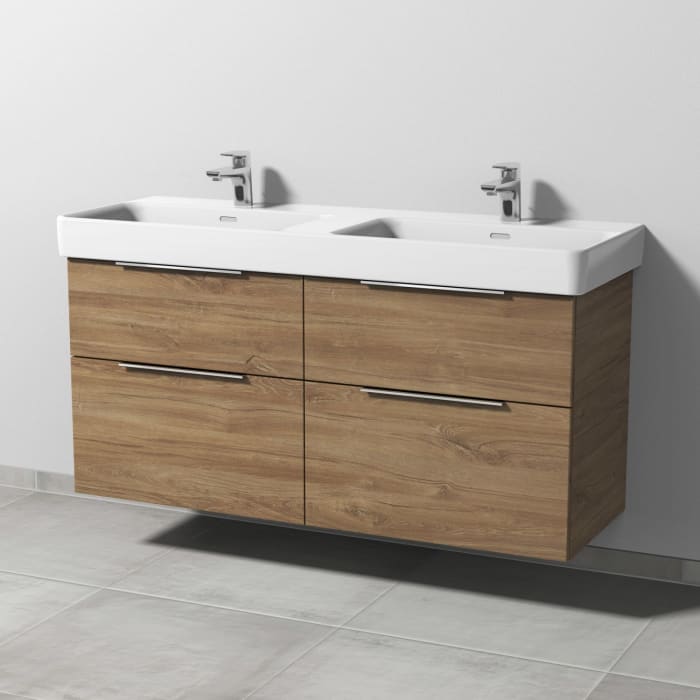 Sanipa 3way Waschtischunterbau für Keramik-Doppelwaschtisch Pro S 130 cm, 4 Auszüge mit Aufsatzgriff