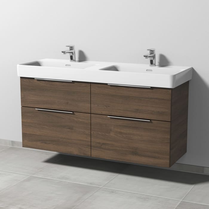 Sanipa 3way Waschtischunterbau für Keramik-Doppelwaschtisch Pro S 130 cm, 4 Auszüge mit Aufsatzgriff