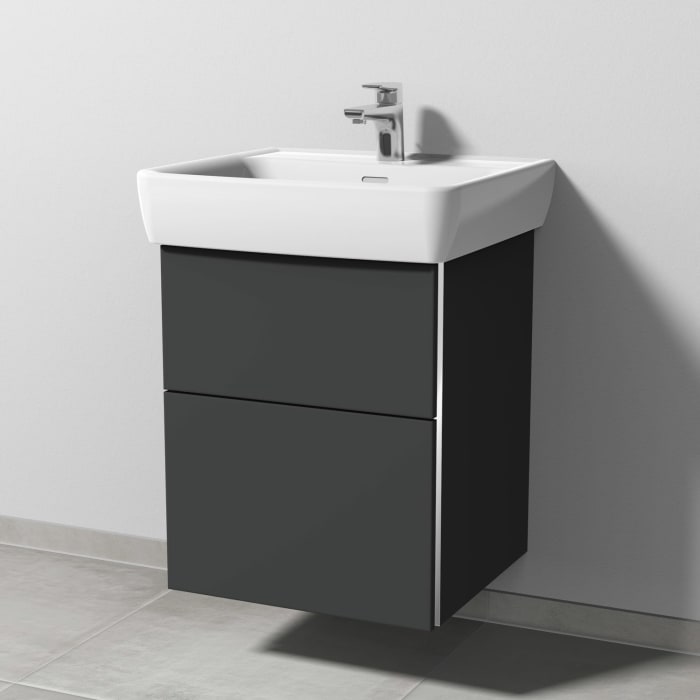 Sanipa 3way Waschtischunterbau für Keramik-Waschtisch Pro A 55 cm, 2 Auszüge mit Griffleisten