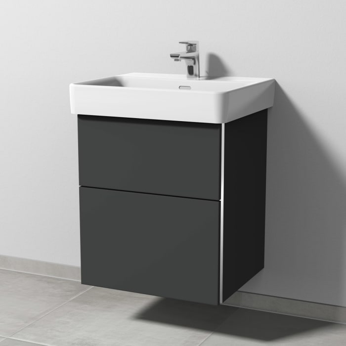 Sanipa 3way Waschtischunterbau für Keramik-Waschtisch Pro S 55 cm, 2 Auszüge mit Griffleisten