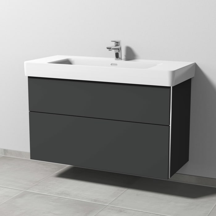 Sanipa 3way Waschtischunterbau für Keramik-Waschtisch Pro S 105 cm, 2 Auszüge mit Griffleisten