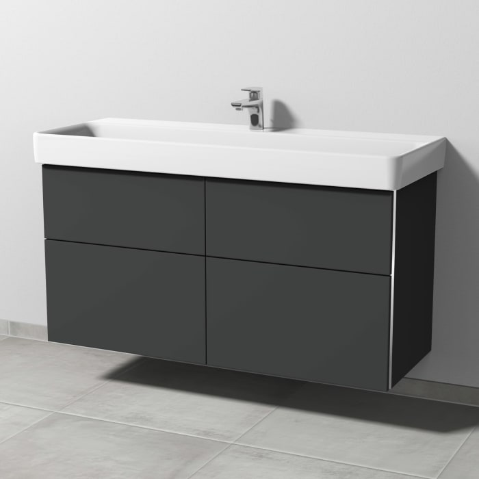 Sanipa 3way Waschtischunterbau für Keramik-Waschtisch Pro S 120 cm, 4 Auszüge mit Griffleisten