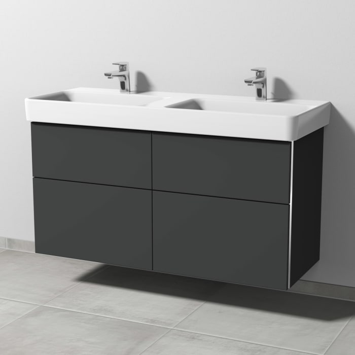Sanipa 3way Waschtischunterbau für Keramik-Doppelwaschtisch Pro S 120 cm, 4 Auszüge mit Griffleisten
