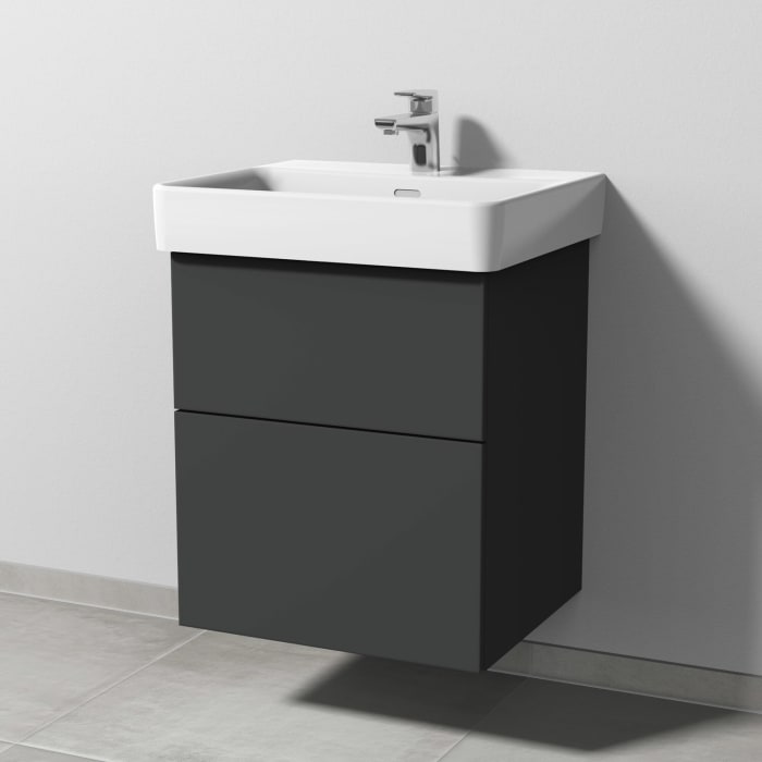 Sanipa 3way Waschtischunterbau für Keramik-Waschtisch Pro S 55 cm, 2 Auszüge mit Push to open