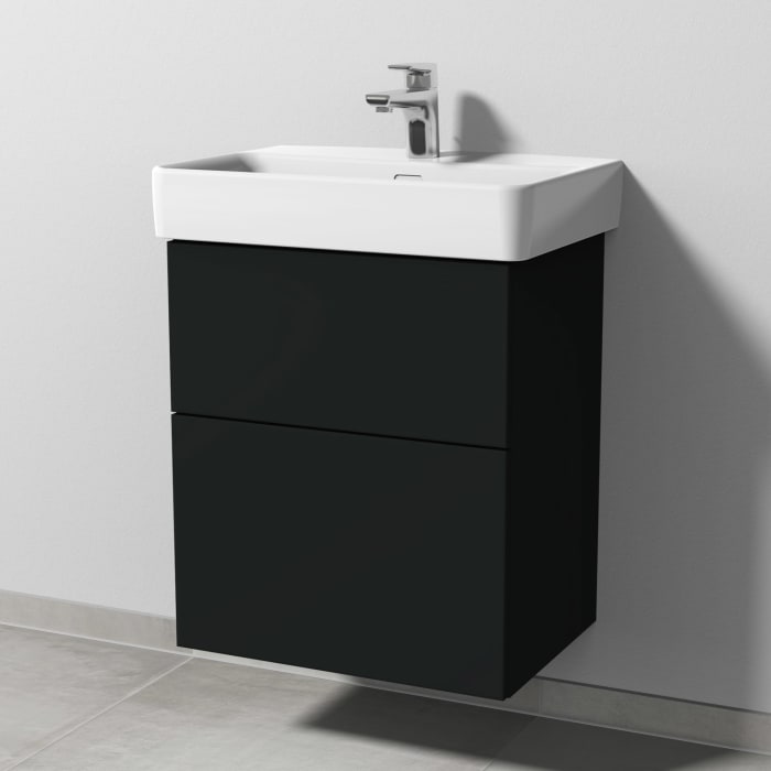 Sanipa 3way Waschtischunterbau für Keramik-Waschtisch Pro S 55 cm, 2 Auszüge mit Push to open, geringere Tiefe