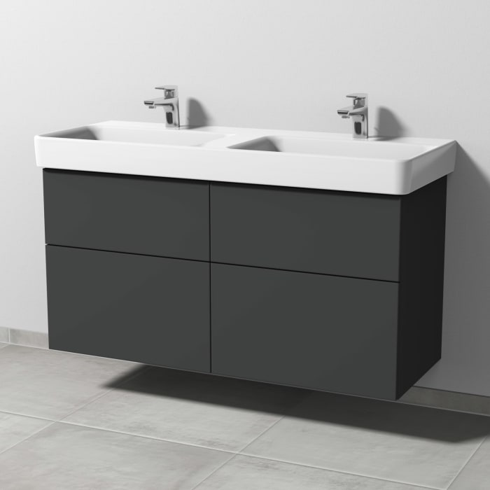 Sanipa 3way Waschtischunterbau für Keramik-Doppelwaschtisch Pro S 120 cm, 4 Auszüge mit Push to open