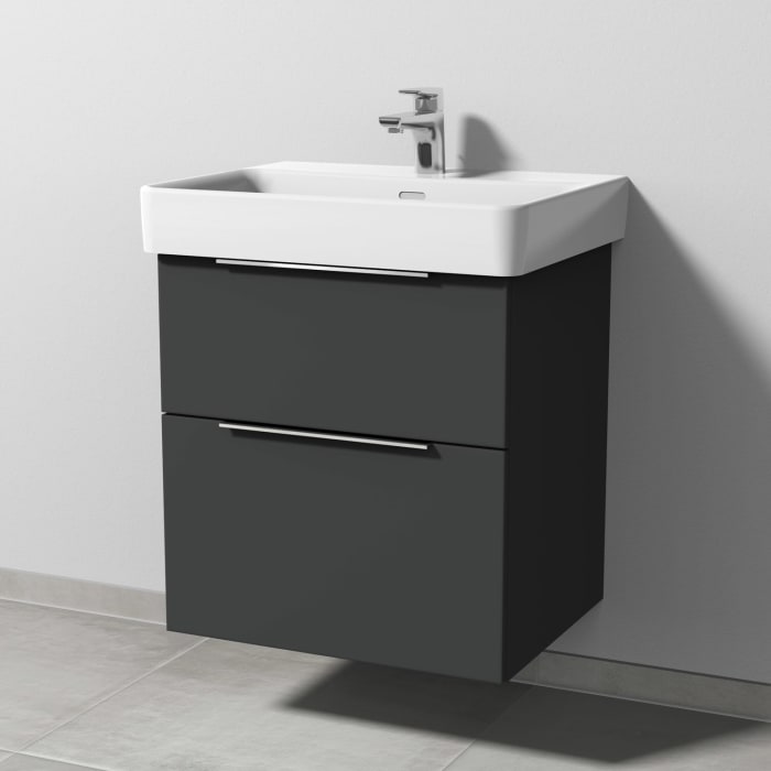 Sanipa 3way Waschtischunterbau für Keramik-Waschtisch Pro S 60 cm, 2 Auszüge mit Aufsatzgriff