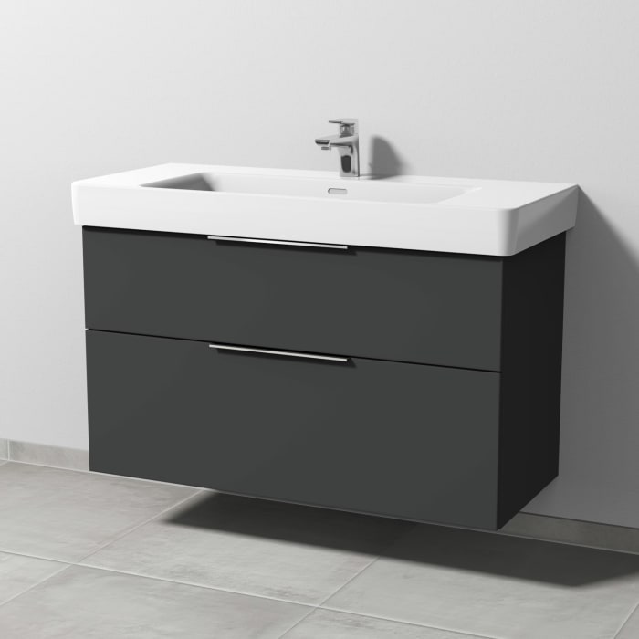 Sanipa 3way Waschtischunterbau für Keramik-Waschtisch Pro S 105 cm, 2 Auszüge mit Aufsatzgriff