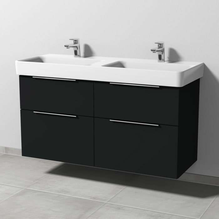 Sanipa 3way Waschtischunterbau für Keramik-Doppelwaschtisch Pro S 120 cm, 4 Auszüge mit Aufsatzgriff