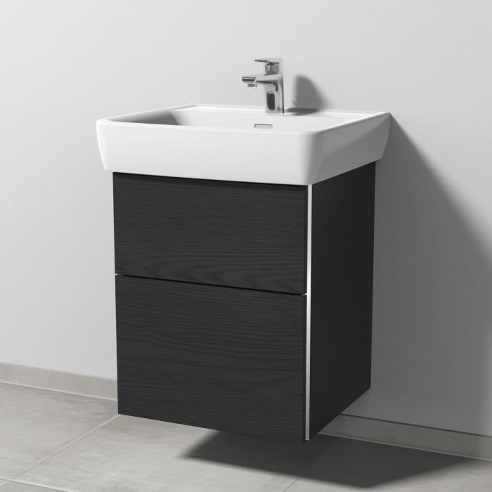 Sanipa 3way Waschtischunterbau für Keramik-Waschtisch Pro A 55 cm, 2 Auszüge mit Griffleisten