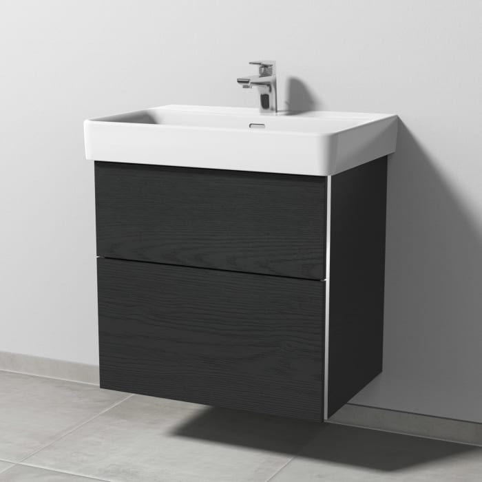Sanipa 3way Waschtischunterbau für Keramik-Waschtisch Pro S 65 cm, 2 Auszüge mit Griffleisten