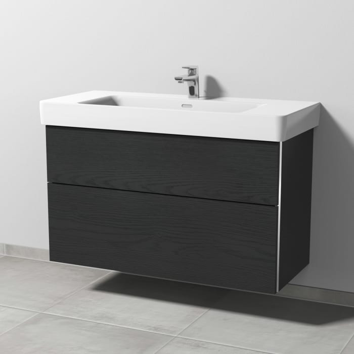 Sanipa 3way Waschtischunterbau für Keramik-Waschtisch Pro S 105 cm, 2 Auszüge mit Griffleisten