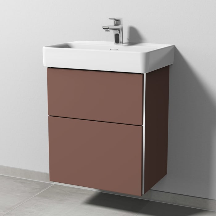 Sanipa 3way Waschtischunterbau für Keramik-Waschtisch Pro S 55 cm, 2 Auszüge mit Griffleisten, geringere Tiefe