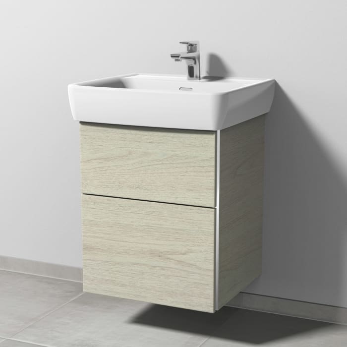 Sanipa 3way Waschtischunterbau für Keramik-Waschtisch Pro A 55 cm, 2 Auszüge mit Griffleisten