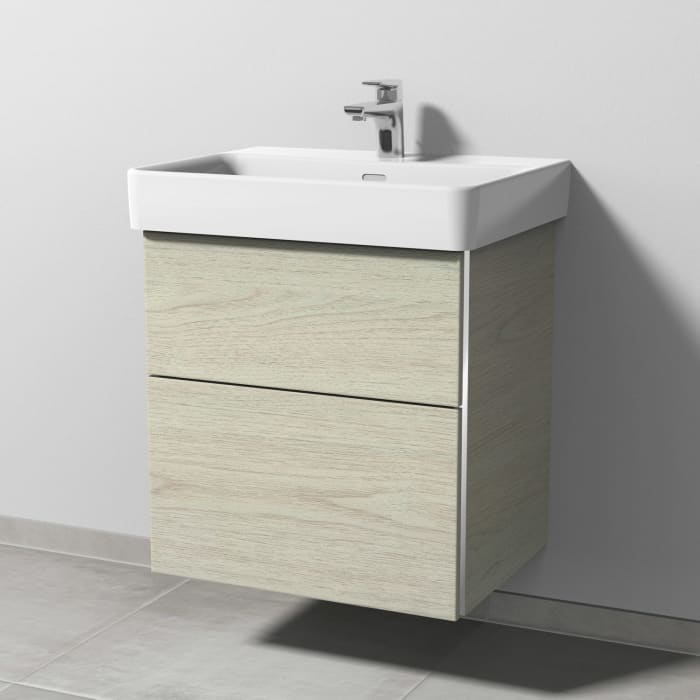 Sanipa 3way Waschtischunterbau für Keramik-Waschtisch Pro S 60 cm, 2 Auszüge mit Griffleisten