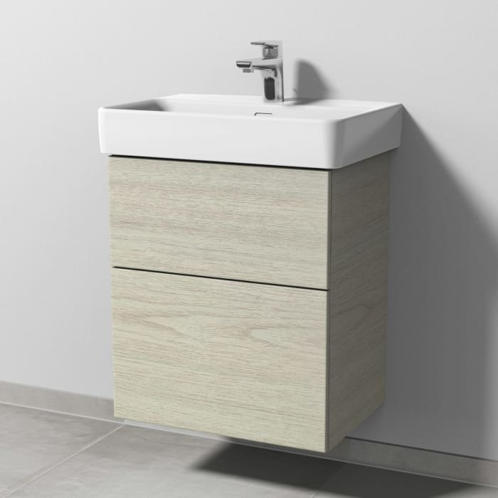 Sanipa 3way Waschtischunterbau für Keramik-Waschtisch Pro S 55 cm, 2 Auszüge mit Push to open, geringere Tiefe