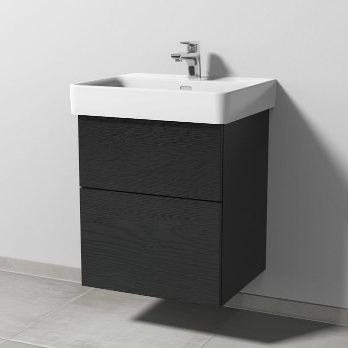 Sanipa 3way Waschtischunterbau für Keramik-Waschtisch Pro S 55 cm, 2 Auszüge mit Push to open